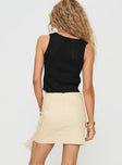 Mini skirt Drawstring waist, twin pockets, invisible zip fastening at back Non-stretch material, unlined