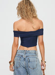 back view of model wearing Princess Polly Thoughts Of You Top Blue Short Sleeves straight 