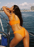 Orange bikini top Fixed straps, pinched detail at bust,&nbsp;removable cups&nbsp;