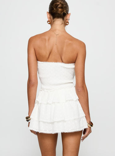 Sunkiss Frill Mini Dress White / Broderie