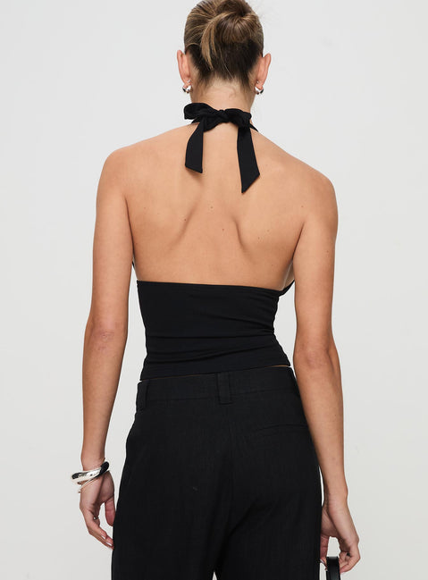Whimsy Halter Top | Black | Womens | Princess Polly Lower Impact Whimsy Halter Top | Black | Womens | Princess Polly Lower Impact
