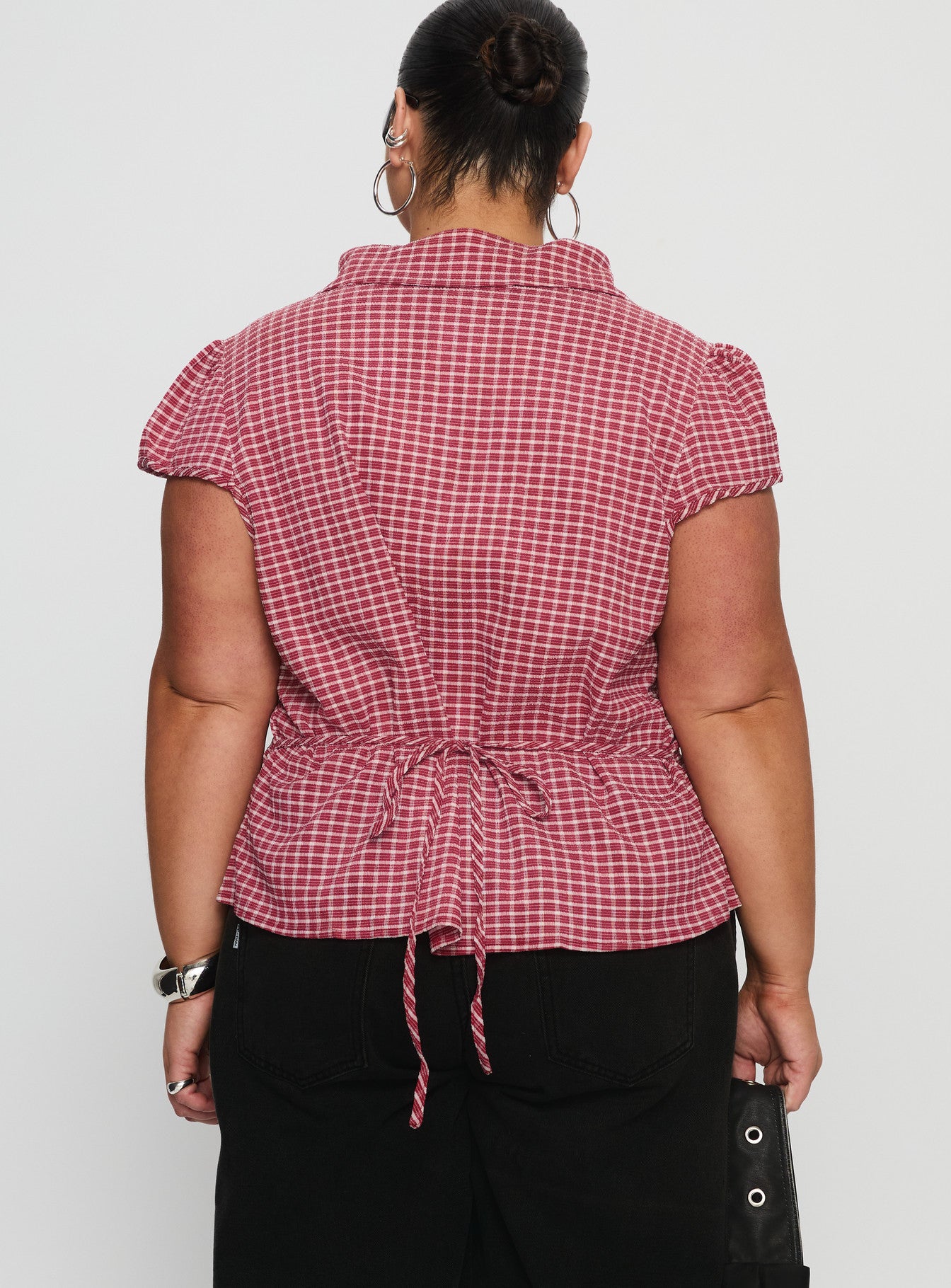 Arianwyn Short Sleeve Shirt Red Check Curve