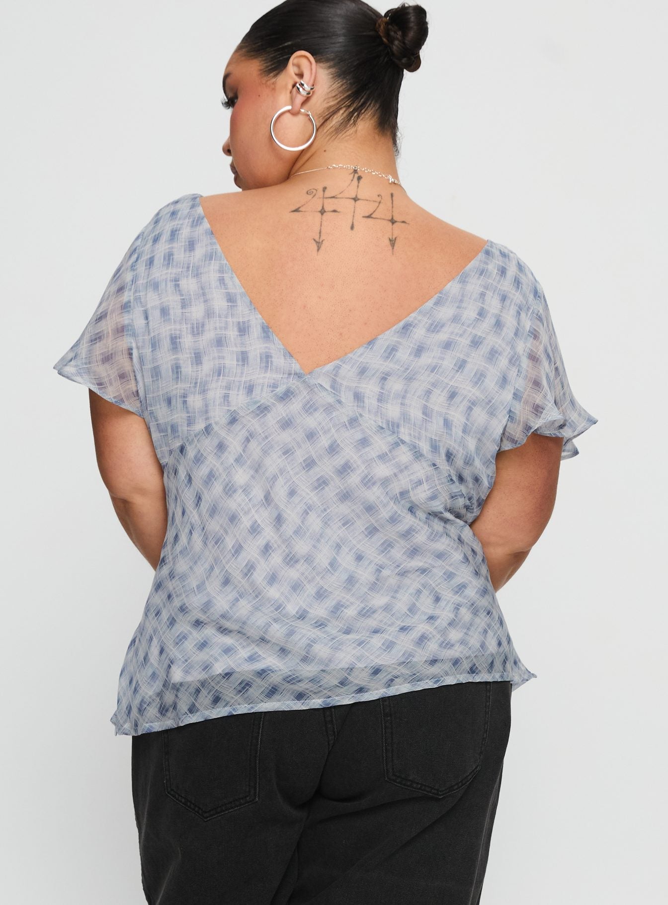 My Last Love Top Blue Check Curve | Princess Polly