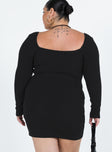 Princess Polly Square Neck  Denielle Mini Dress Black Curve