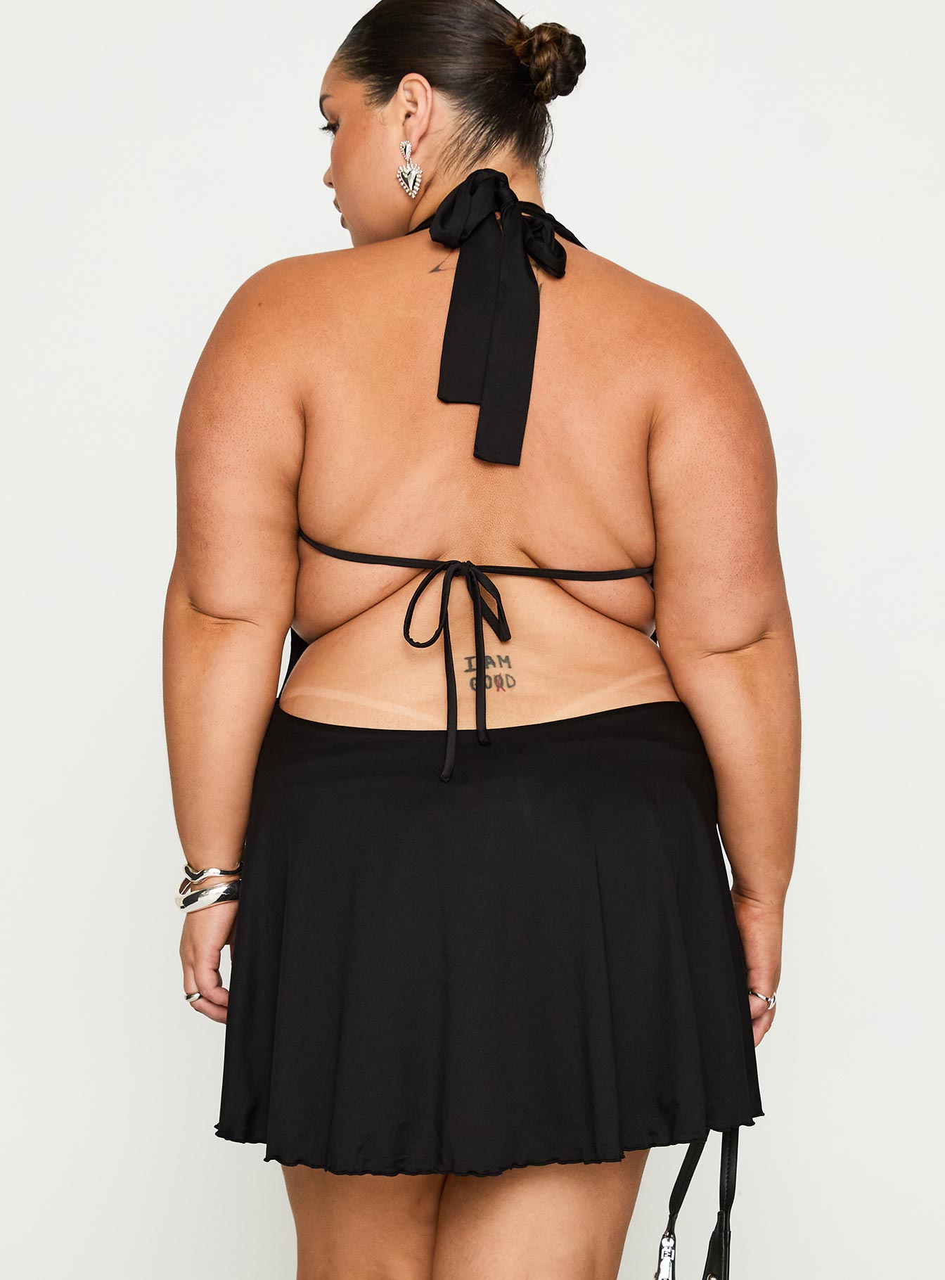 Maeva Halter Mini Dress Curve | Black | Womens | Princess Polly Lower Impact Maeva Halter Mini Dress Curve | Black | Womens | Princess Polly Lower Impact