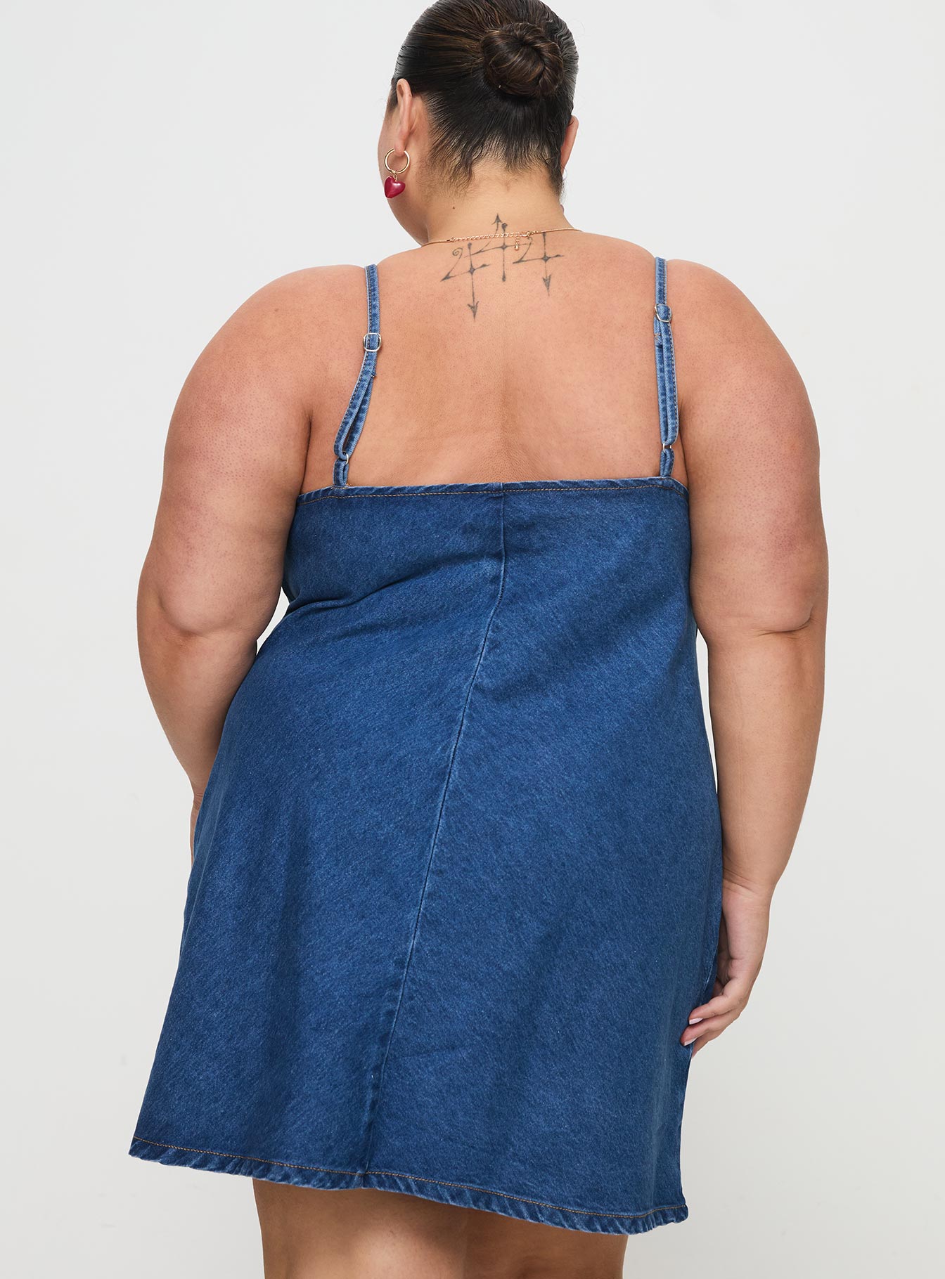 Arwen Denim Mini Dress Curve | Blue | Womens | Princess Polly Curve Arwen Denim Mini Dress Curve | Blue | Womens | Princess Polly Curve