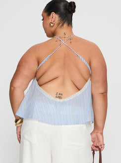 Jezabele Halter Top Blue Stripe Curve