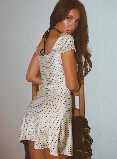 Lucienna Polka Dot Mini Dress White | Black | White | Black | Womens