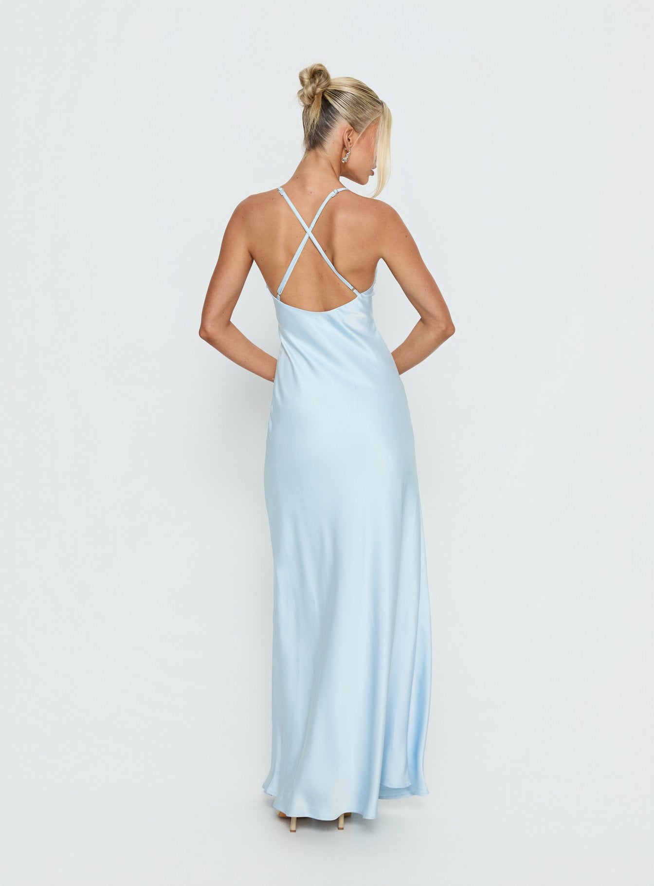 Klairee Halter Lace Maxi Dress Icy Blue