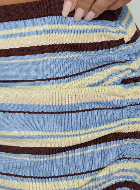 Osamie Knit Drawstring Maxi Skirt Multi Stripe