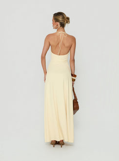 Palmas Halter Maxi Dress Butter Yellow