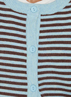 Darnelle Button Up Knit Cardigan Mint Chocolate Stripe