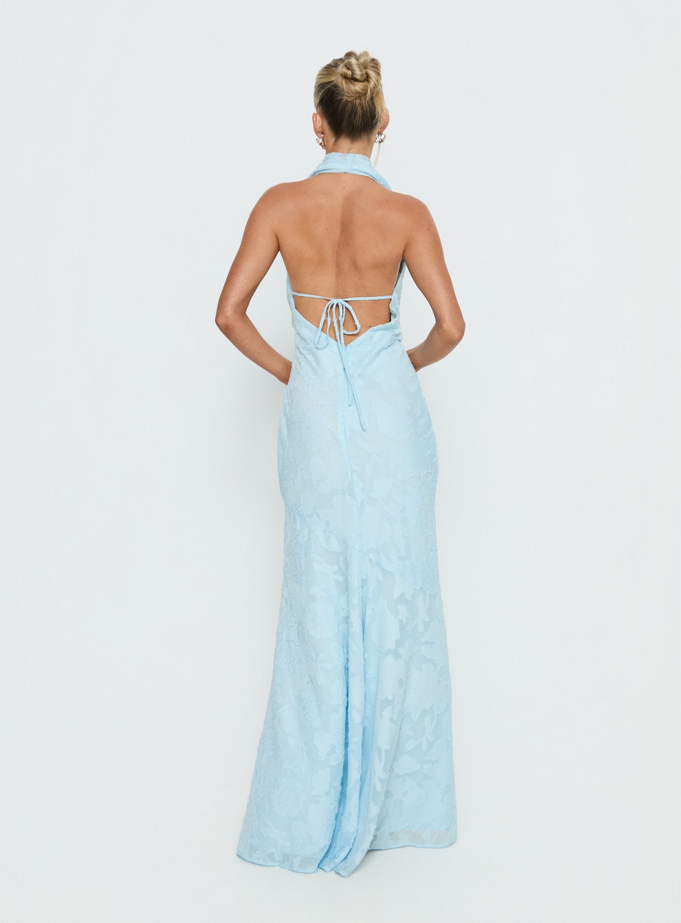 Invisible String Cowl Plunge Backless Maxi Dress Light Blue | Princess Polly Invisible String Cowl Plunge Backless Maxi Dress Light Blue | Princess Polly