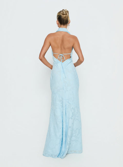 Invisible String Cowl Plunge Backless Maxi Dress Light Blue | Princess Polly Invisible String Cowl Plunge Backless Maxi Dress Light Blue | Princess Polly
