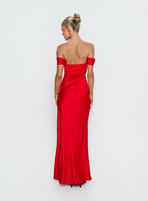Azura Off The Shoulder Maxi Dress Red | Princess Polly Azura Off The Shoulder Maxi Dress Red | Princess Polly