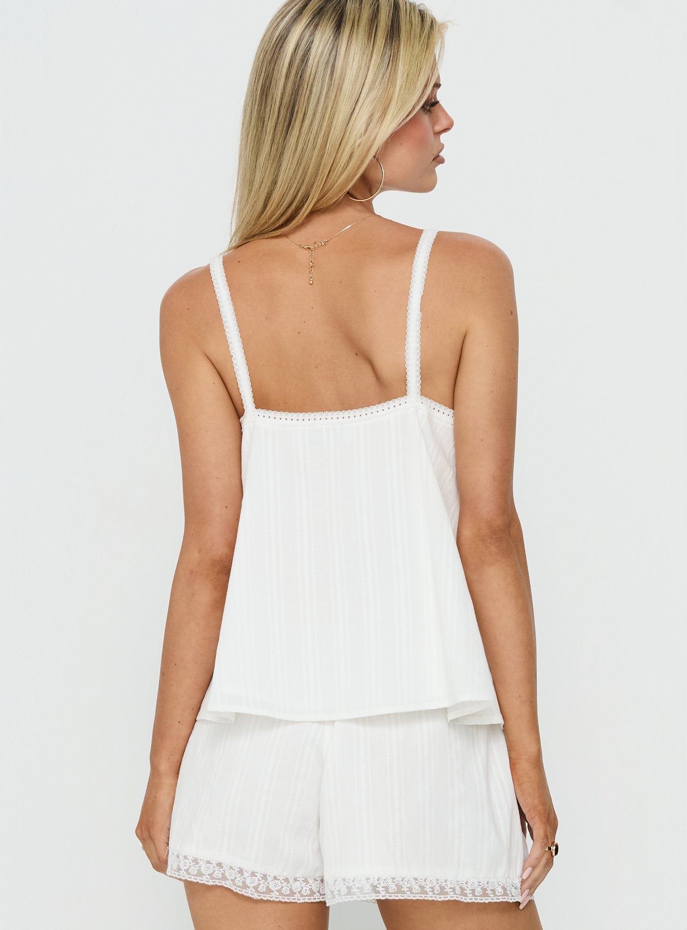 Safire Lace Trim Frill Babydoll Top Off White | Princess Polly