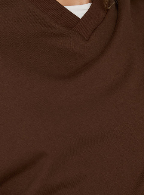 Opollo V Neck Jumper Brown