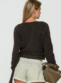 Tonee Wrap Knit Cardigan Chocolate