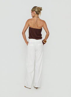 Two Lovers Linen Low Rise Pants White