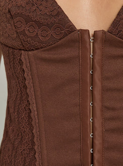 Francee Lace Corset Top Chocolate