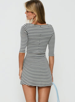 Destinie Boatneck 3/4 Sleeve Romper Multi Stripe