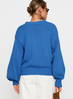 Harmony Balloon Sleeve Knit Sweater Blue