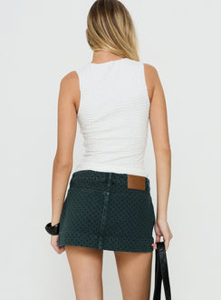 Warna Low Rise Denim Mini Skirt Polka Dot