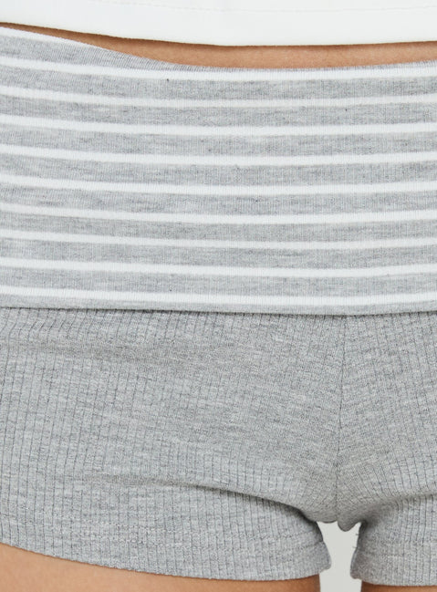 Susana Foldover Micro Shorts Grey Stripe