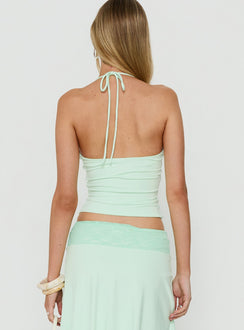Natabelle Lace Detail Halter Top Mint