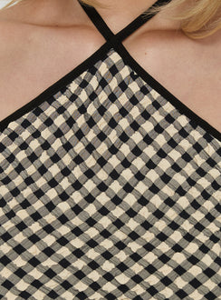Caspiann Arrowneck Top Black / Butter Gingham