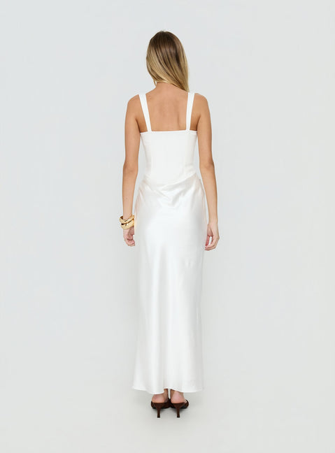 Ryana Corset Drape Maxi Dress White