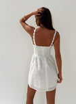 back view of model wearing Princess Polly Franca Mini Dress White Sweetheart Neckline 