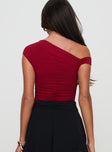 back view of model wearing Princess Polly Beller Bodysuit Red Short Sleeves 