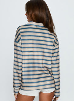 Mystris Collared Jumper Khaki Stripe