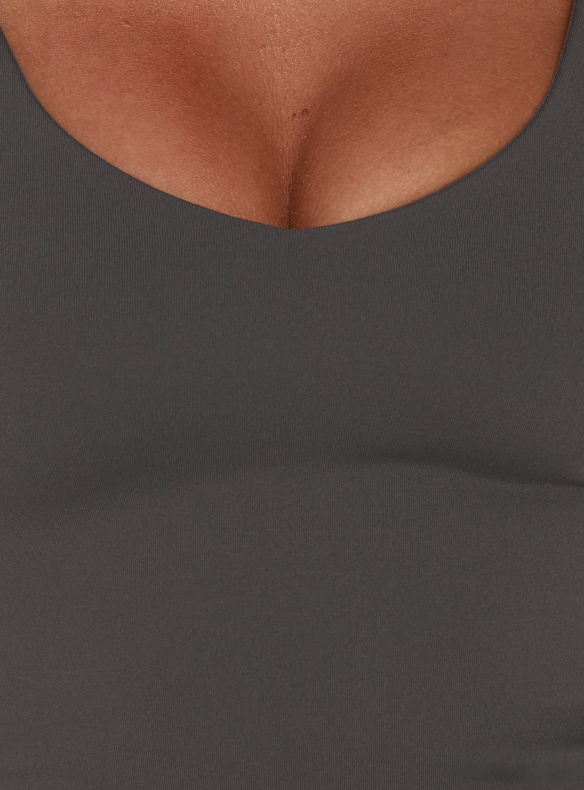 Daily Define V Neck Tank Top Charcoal