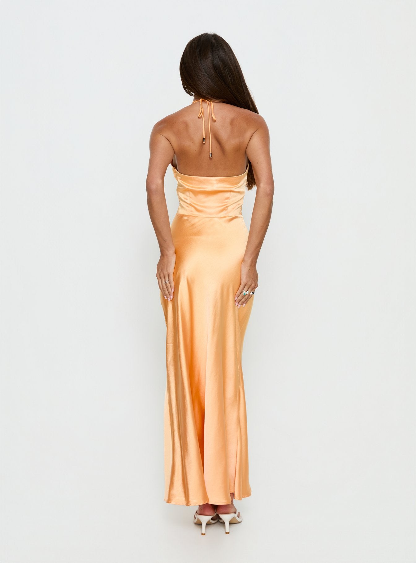 satin charmeuse halter cocktail dress Dark Halter Neck Charmeuse Gown