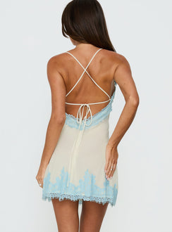 Call My Lover Lace Slip Mini Dress Lemon / Blue Tall