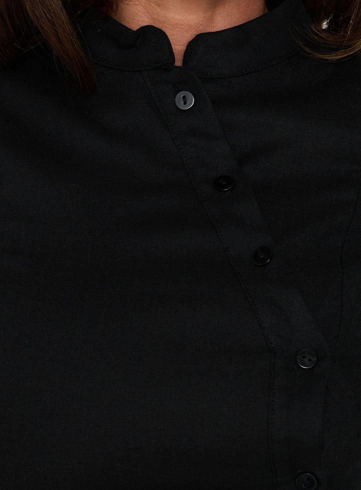 Kerstin Asymmetric Button Down Top Black