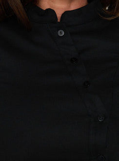 Kerstin Asymmetric Button Down Top Black