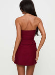 Nutmeg Strapless Mini Dress Burgundy