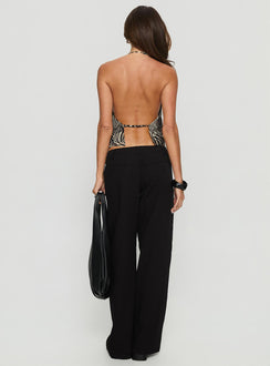 back view of model wearing Princess Polly Vendi Low Rise Pant Black Low Rise Pants 