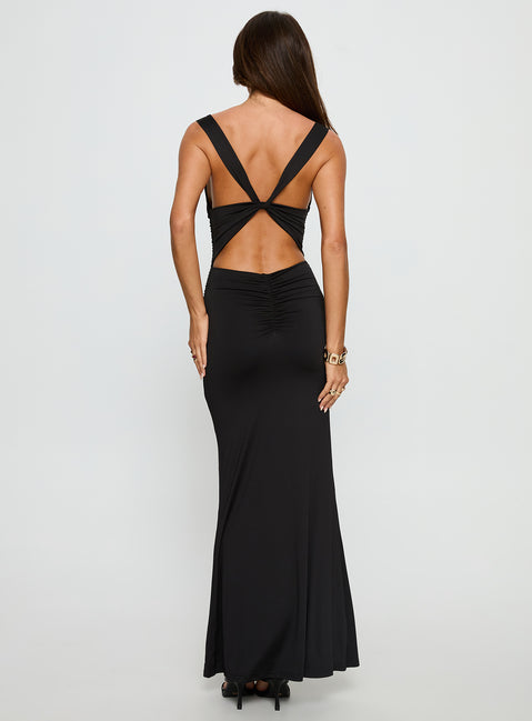 Yakira Halter Cut Out Maxi Dress Black