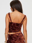 Cami top Slim fitting, felt printed graphic design, fixed shoulder straps, cowl neckline Invisible zip fastening at side