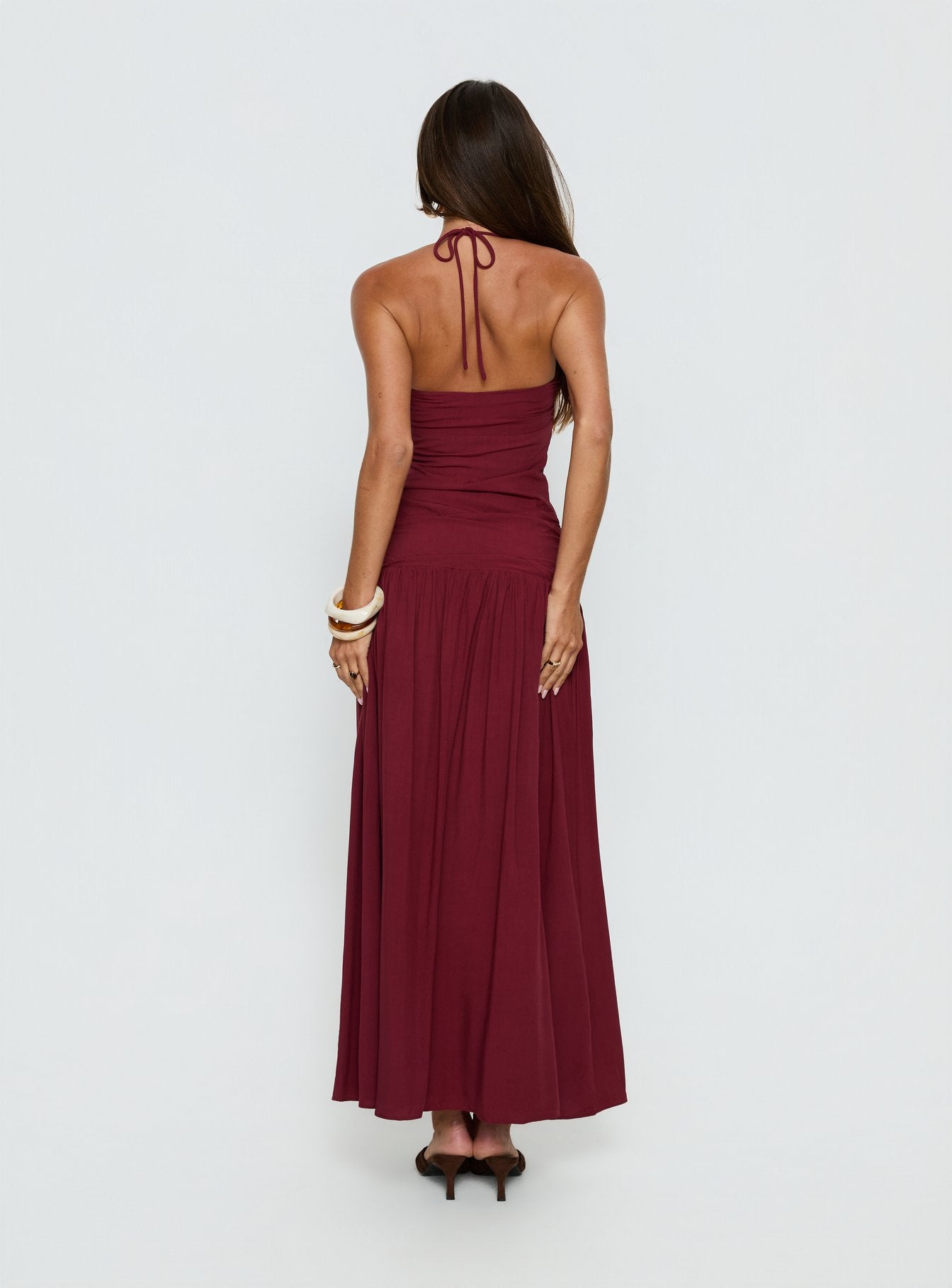 Marguerite Halter Maxi Dress Ruby Wine | Princess Polly