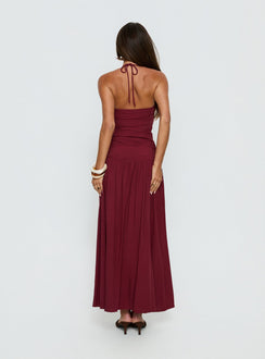 Marguerite Halter Maxi Dress Ruby Wine
