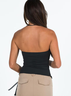 product Princess Polly Sleeveless Asymmetric Neckline  Dessy Strapless Top Black