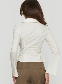 Delancy Twist Detail Long Sleeve Top White