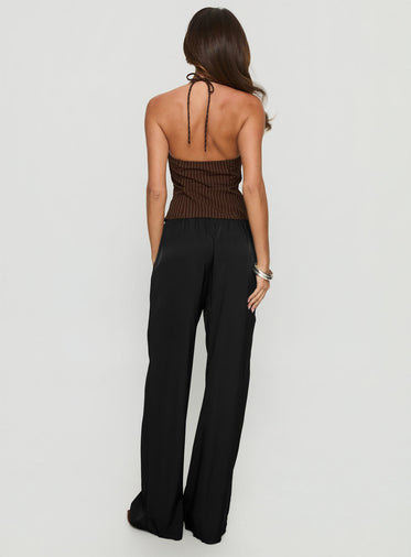 Breina Satin Straight Leg Pants Black