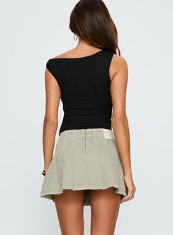 back view of model wearing Princess Polly Zeina Cargo Pleat Mini Skirt Washed Green Mini Skirts 
