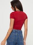 Back In Time Short Sleeve Top Red